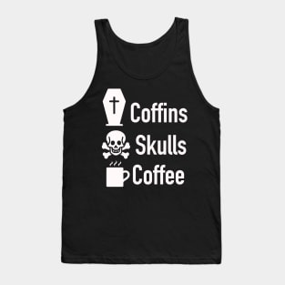 Coffins Skulls Coffee white Tank Top